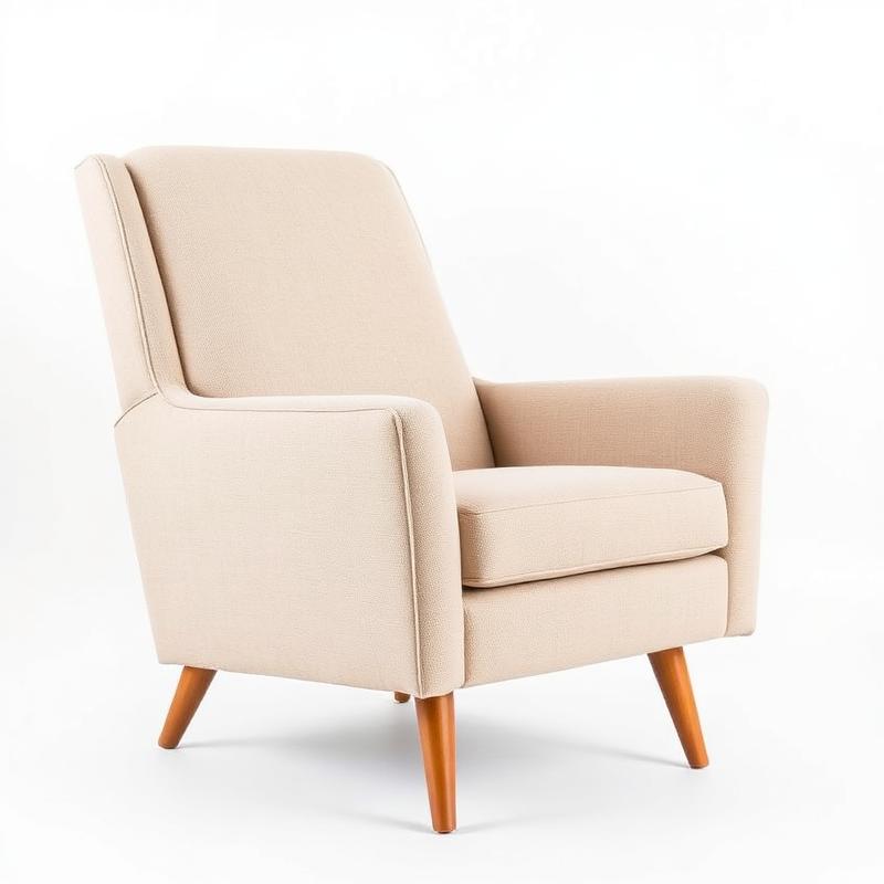 Poltrona Decorativa Reclinável Estofada Bege com Base Giratória